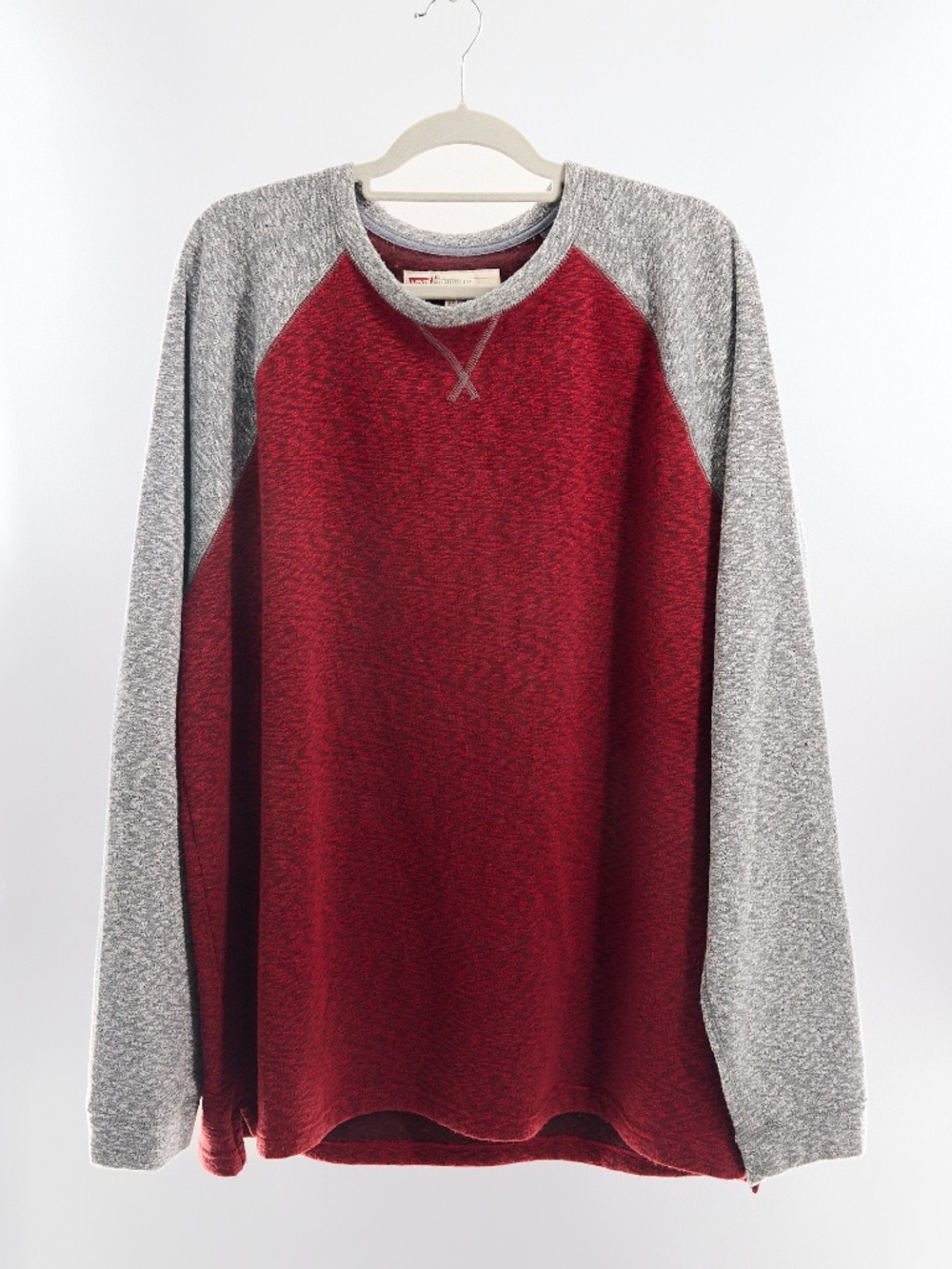 Levi’s Red Gray Thermal Raglan Crewneck Sweater  XXL